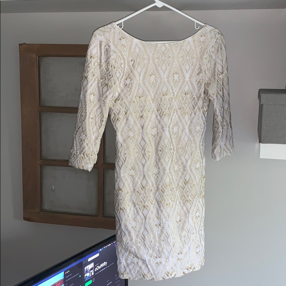 White and gold homecoming dress